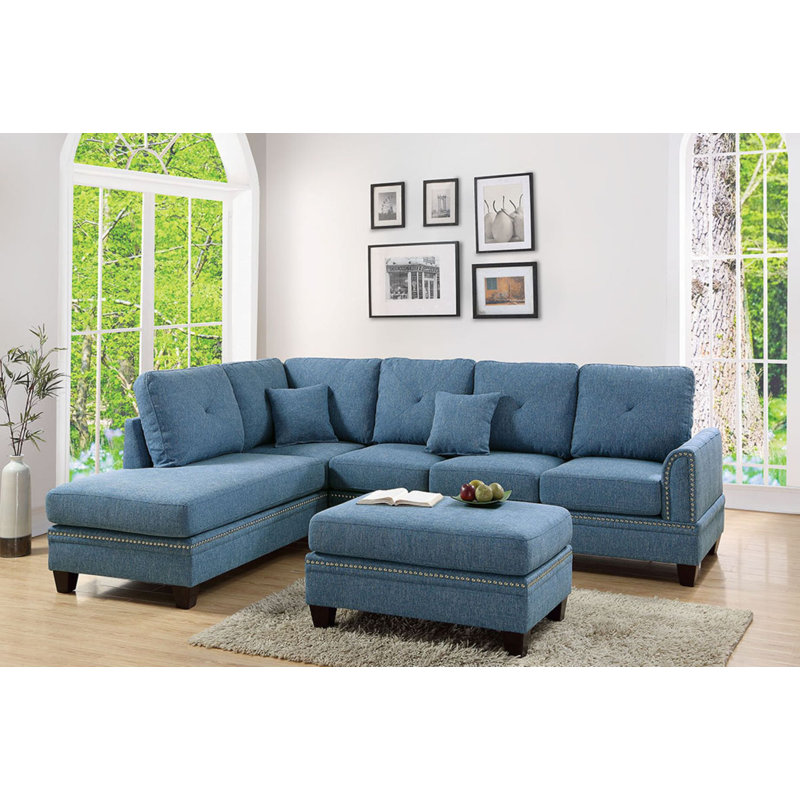 Blue sectional wayfair discount
